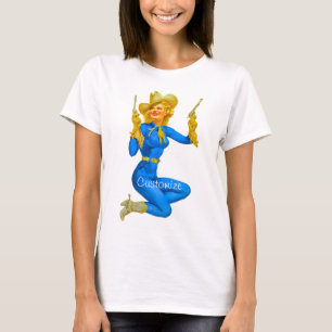 Gun-toting Button-up Cowgirl Thunder_Cove T-Shirt