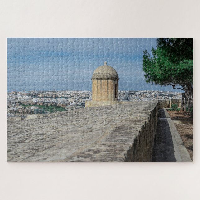 Gun turret auf alten Stadtmauern in Valletta, Malt (Horizontal)