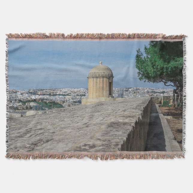 Gun turret auf alten Stadtmauern in Valletta, Malt Decke (Vorderseite)