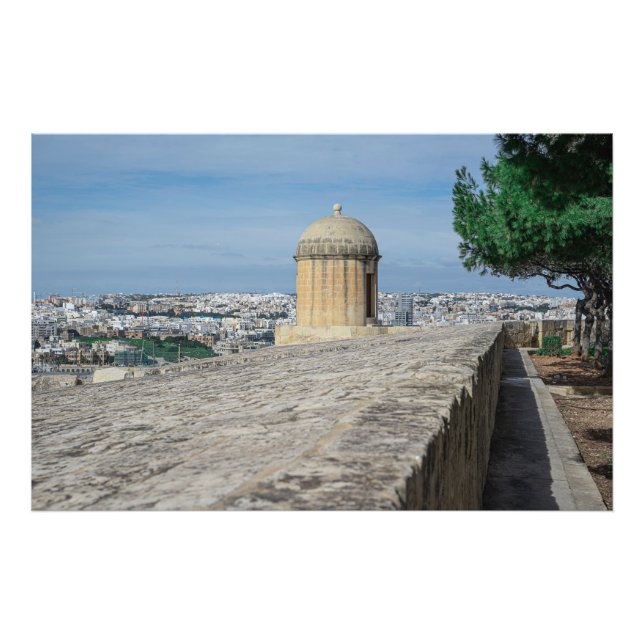Gun turret auf alten Stadtmauern in Valletta, Malt Fotodruck (Vorne)