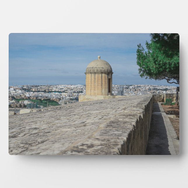 Gun turret auf alten Stadtmauern in Valletta, Malt Fotoplatte (Vorderseite)