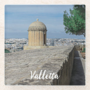 Gun turret auf alten Stadtmauern in Valletta, Malt Glasuntersetzer