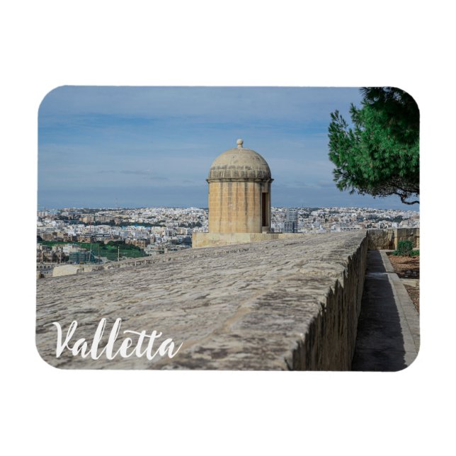 Gun turret auf alten Stadtmauern in Valletta, Malt Magnet (Horizontal)