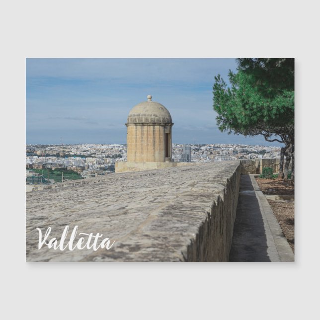 Gun turret auf alten Stadtmauern in Valletta, Malt Magnetkarte (Vorderseite)