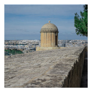 Gun turret auf alten Stadtmauern in Valletta, Malt Poster