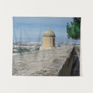 Gun turret auf alten Stadtmauern in Valletta, Malt Wandteppich