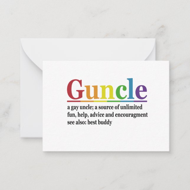 Guncle Definition Rainbow Funny Gift Mitteilungskarte (Vorderseite)