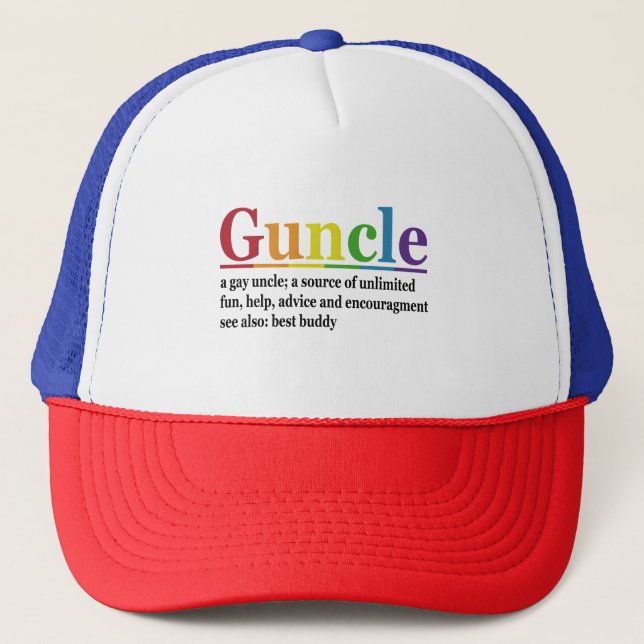 Guncle Definition Rainbow Funny Gift Truckerkappe (Vorderseite)