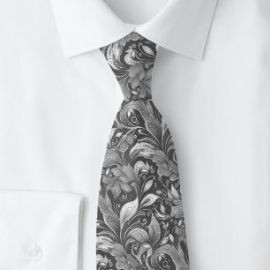 Gunmetal Botanischer Batik Krawatte