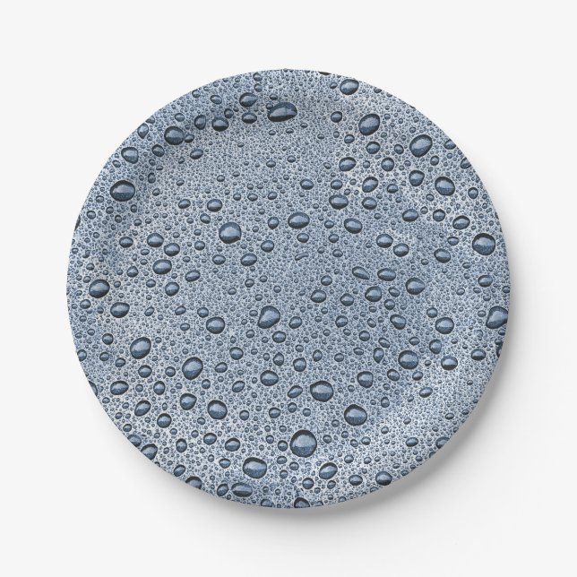 Gunmetal-graue Wassertropfen Pappteller (Vorderseite)