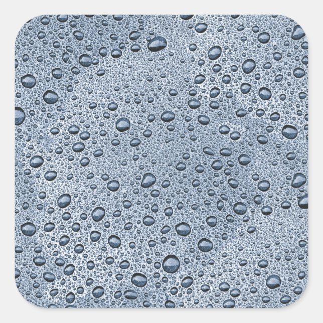Gunmetal-graue Wassertropfen Quadratischer Aufkleber (Vorderseite)