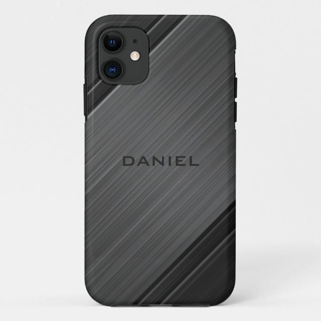 Gunmetal Grey Textured Design Personalisiert Name Case-Mate iPhone Hülle (Rückseite)