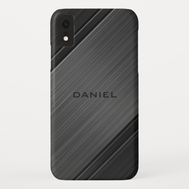 Gunmetal Grey Textured Design Personalisiert Name Case-Mate iPhone Hülle (Rückseite)
