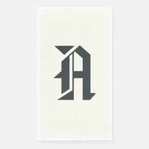 Gunmetal Large Modern Custom Initial Elfenbein Serviette