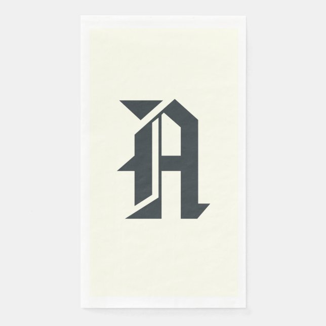 Gunmetal Large Modern Custom Initial | Elfenbein Serviette (Vorderseite)