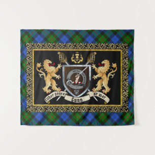 Gunn Clan Abzeichen & Motto mit Löwen Wandteppich