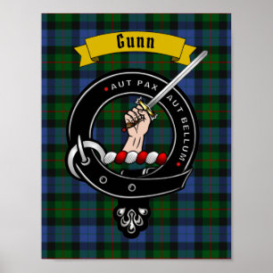 Gunn Clan Abzeichen & Tartan 8.5x11 Poster