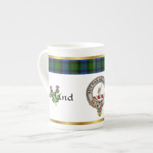 Gunn Clan Abzeichen Tartan & Motto Prozellantasse