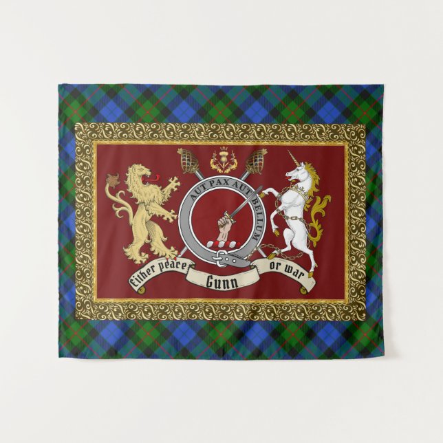 Gunn Clan Abzeichen & Tartan Wandteppich (Vorderseite (Horizontal))