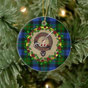 Gunn Clan-Abzeichen und Tartan personalisiertes We Keramik Ornament