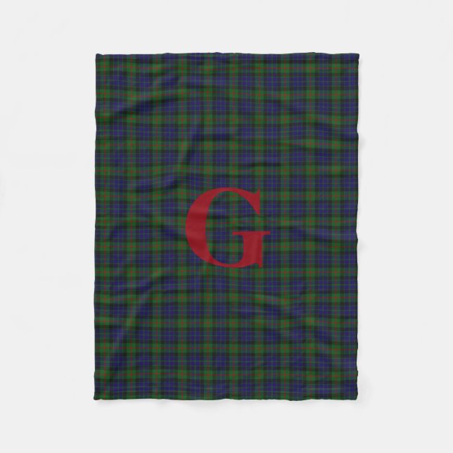 Gunn-Clantartan-karierte Monogramm-Fleece-Decke Fleecedecke (Vorderseite)