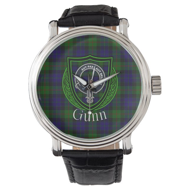 Gunn Scottish Clan Tartan & Crest Armbanduhr (Vorderseite)