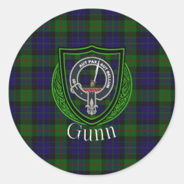 Gunn Scottish Clan Tartan & Crest Runder Aufkleber