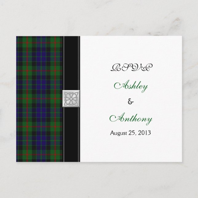 Gunn Tartan moderne Mariage Rsvp Répondre Carte Po (Devant)