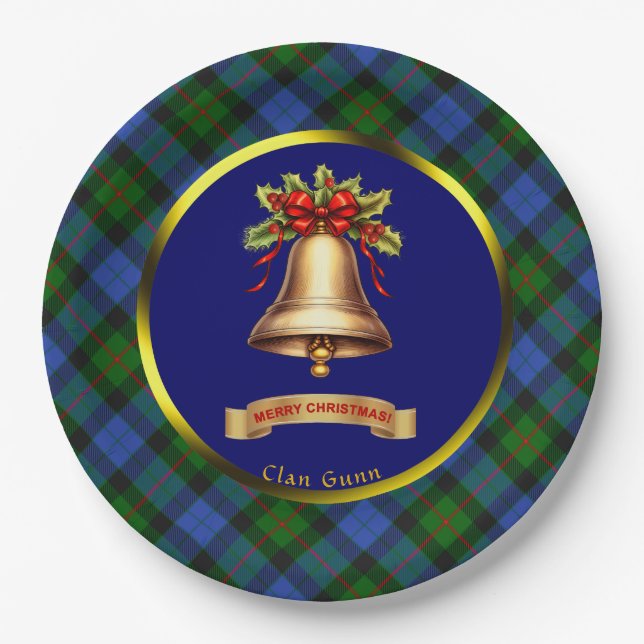 Gunn Tartan Personalisiert Weihnachten Pappteller (Vorderseite)