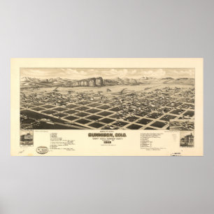 Gunnison Colorado 1882 Panoramakarte Poster