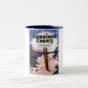 Gunnison County Skireiseplakat. Zweifarbige Tasse