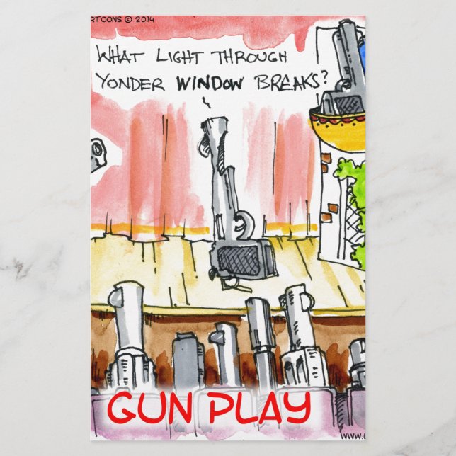 GunPlay Funny Cartoon Briefpapier (Vorderseite)