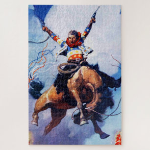 „Guns Ablazing“ Western Art von NC Wyeth