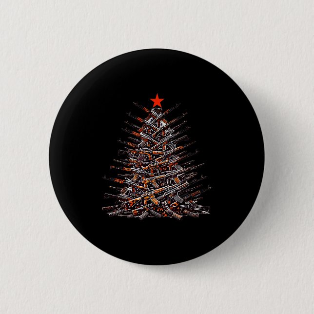 Guns Christmas Tree Funny Xmas 2025 For Gun Lover  Button (Vorderseite)