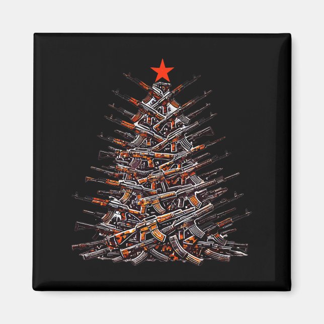 Guns Christmas Tree Funny Xmas 2025 For Gun Lover  Magnet (Vorne)