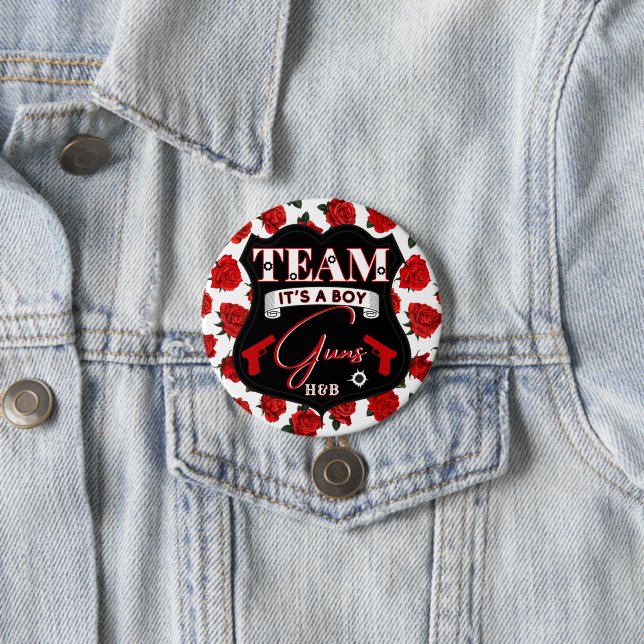 Guns oder Roses Team GUNS Rot Schwarz Geschlechtse Button (Beispiel)