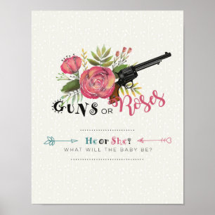 Guns or Roses Gender Reveal Party Poster
