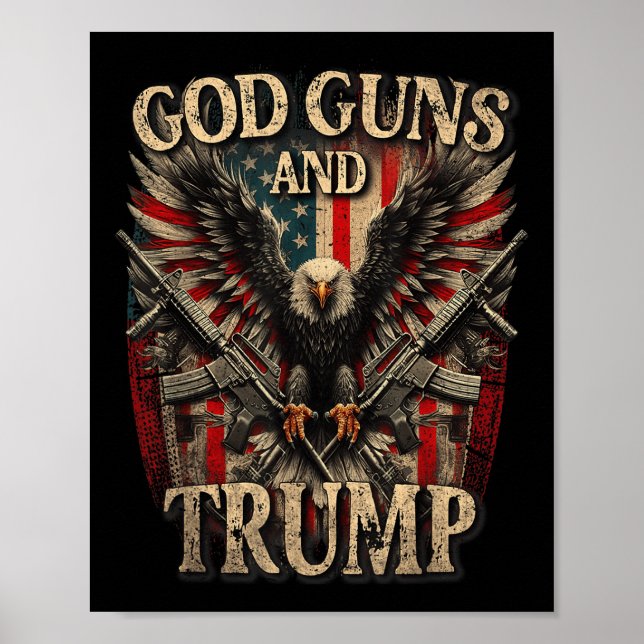 Guns und Trump 2. Flag Adler Poster (Vorne)