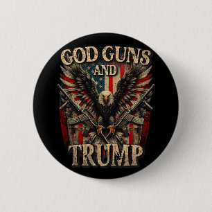 Guns und Trump 2. Flag Eagle Americ Button