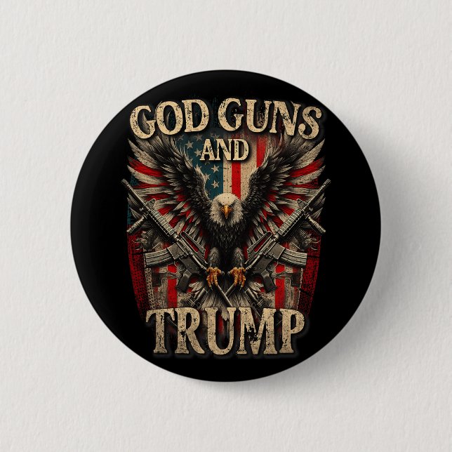 Guns und Trump 2. Flag Eagle Americ Button (Vorderseite)