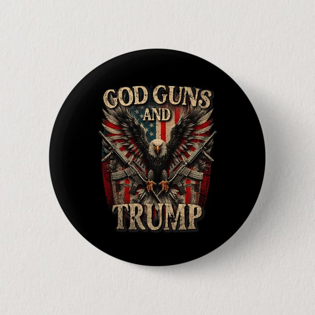 Guns und Trump 2. Flag Eagle Americ Button (Vorderseite)