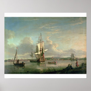 Gunship on the Thames off Woolwich Poster