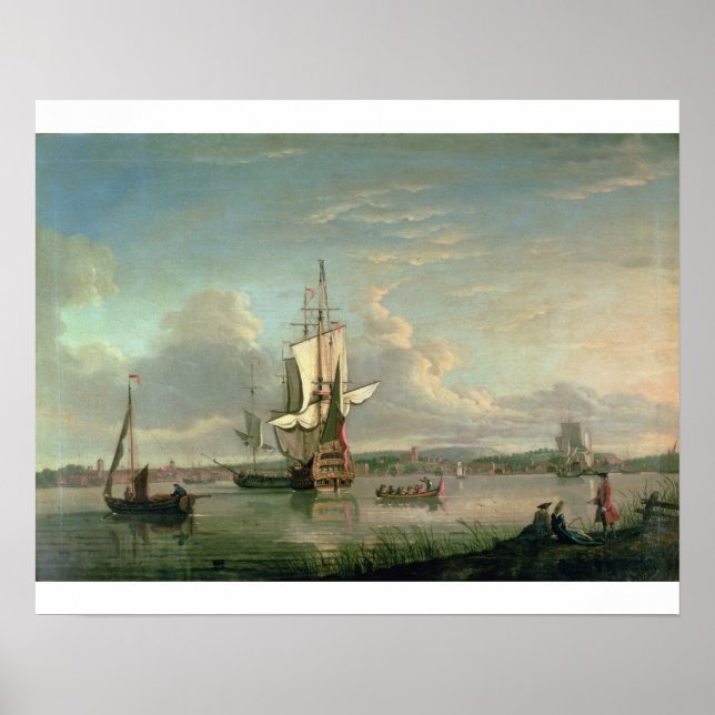 Gunship on the Thames off Woolwich Poster (Vorne)