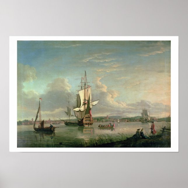 Gunship on the Thames off Woolwich Poster (Vorne)