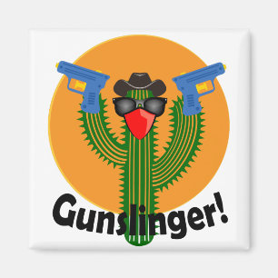 Gunslinger Cactus Design - 2 Zoll Square Magnet