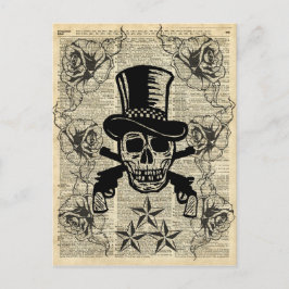 Gunslinger, Happy Skull, Kanonen, Rose, Geschenk,  Postkarte
