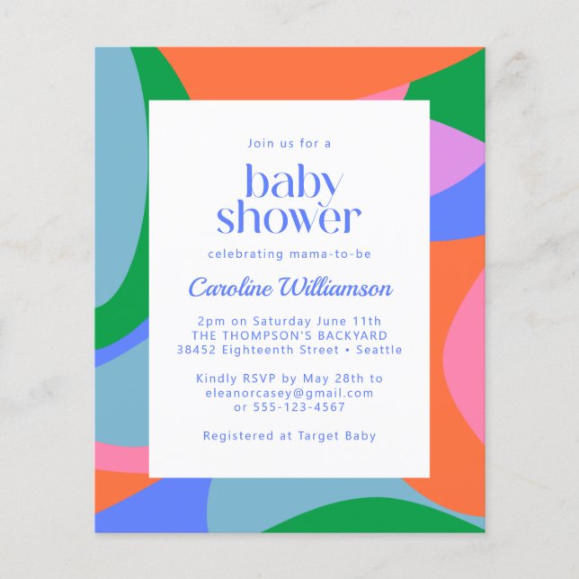 Günstige Abstrakte Babydusche einladen (Vorderseite)