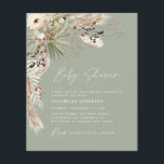 Günstige Babyduschpampen Moderne, elegante Fliege Flyer<br><div class="desc">Günstige Babydusche Pampas Gras und Eukalyptus moderne boho elegante Party Design. In einer zeitgenössischen Terrakotta,  Salbei grün,  natürlich,  creme und schwarz.</div>