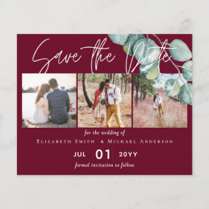 Günstige BURGUNDER Weiße EUKALYPTUS Hochzeit Flyer