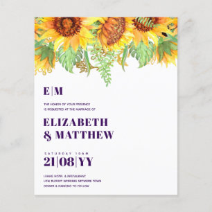 Günstige Deep Purple Beautiful Sunflower Hochzeit Flyer